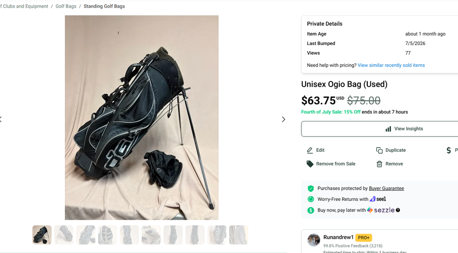 Bundle Ogio bag & Men's Mizuno JPX 825 Right Handed Iron Set Regular Flex Graphite Shaft (Used)