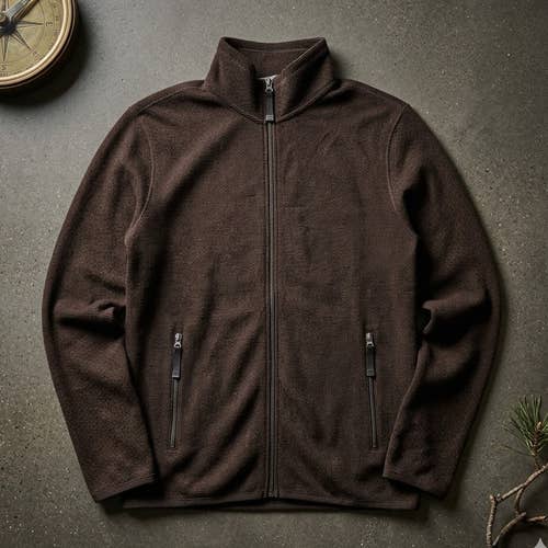 32 Degrees Heat Mens Full Zip Jacket L Dark Oak Textured Fleece
