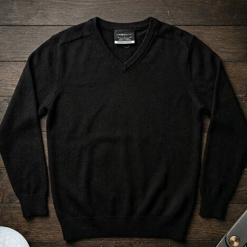 Nike Golf V-Neck Sweater Men's Medium Black Wool Blend Pullover Activewear