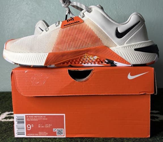 US Women’s 9.5/M 8 - Nike Metcon 10 “Soft Pearl/Safety Orange/Black” HQ2620-002