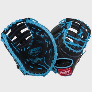New R9 SERIES 13IN RHT 1ST BASE MITT BLACK/COLUMBIA BLUE BASEBALL 11834-RAWR00713656