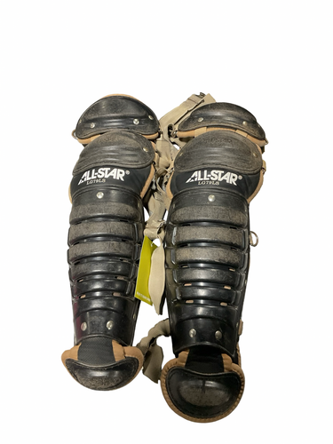 Used All-Star BLACK SHIN GUARDS Catchers Leg Guards Black Youth 11834-S000053644