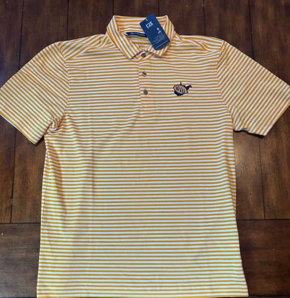 West Virginia University Cutter & Buck Stripe Polo Adult Medium NWT