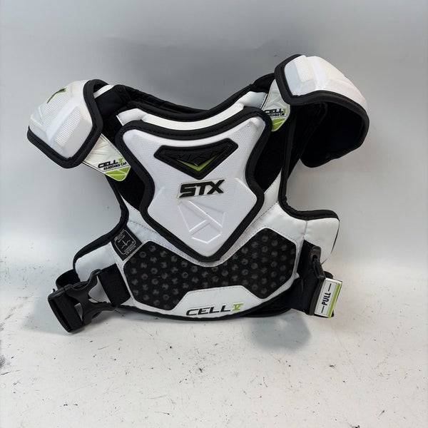 STX Cell V Lacrosse Shoulder Pads, White, Youth Small/Medium