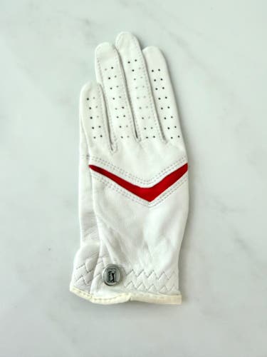 PGA Leather golf glove White red with Button Marker left hand Girl's 17 New