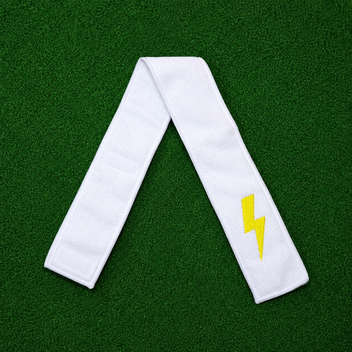 (New) Embroidered Lightning Bolt Football Streamer Towel - White