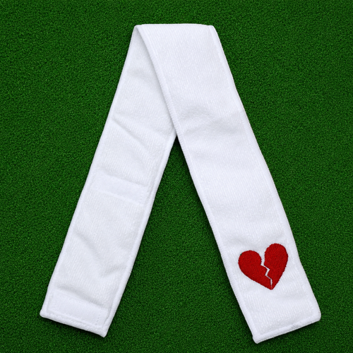 (New) Embroidered Heartbreak Football Streamer Towel - White