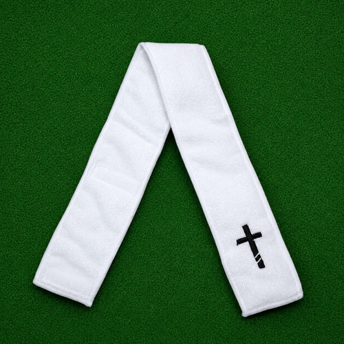 (New) Embroidered Cross Football Streamer Towel - White