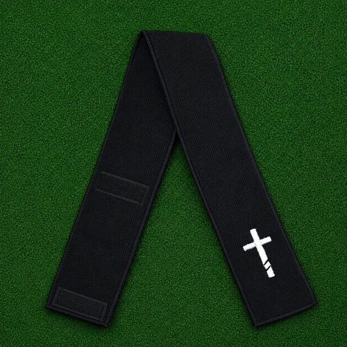 (New) Embroidered Cross Football Streamer Towel - Black