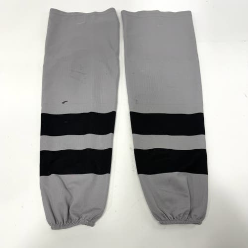 Used Grey and Black Ontario Reign Socks with Velcro | Adult Large