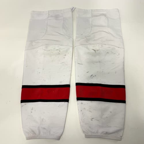 Used White with Red Stripe CCM Socks | XL | AB897
