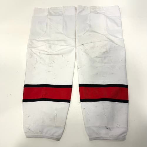 Used White with Red Stripe CCM Socks | XL | AB895
