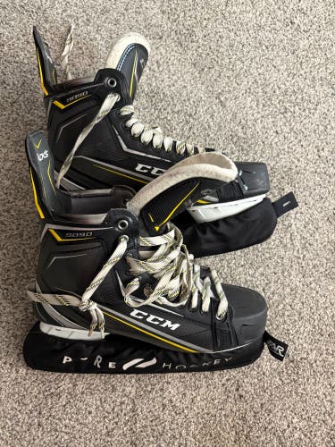 Black/Yellow 2018 CCM Tacks 9090 Hockey Skates Regular Width 12 (Practically New-Used)