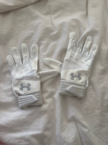 BRAND NEW Under Armour Batting Gloves (white) - SM/M