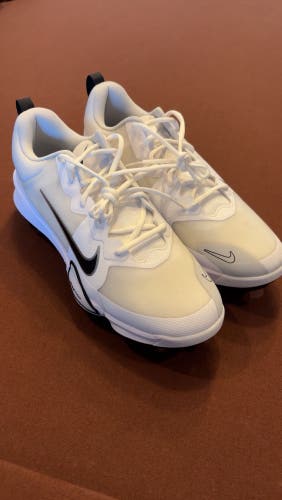 White Men's Size M 12.0 (W 13.0) Adult Nike Trout Low Top Metal (New)