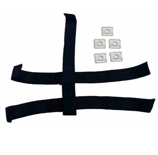 Goalie Mask Harness Straps [ JUNIOR / INT + 10 snaps ] 5-Point with 5 white 5 black Plastic Snaps