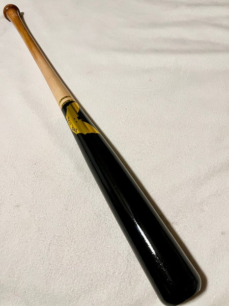 Sam Bat 33.5”/31oz Universal Maple Wood Baseball Bat Custom Blem Black Natural/Gold Metallic