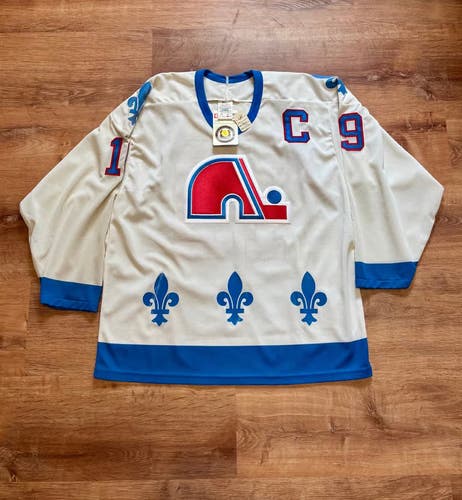 NWT CCM Joe Sakic Quebec Nordiques White Airknit NHL Hockey Jersey (L)