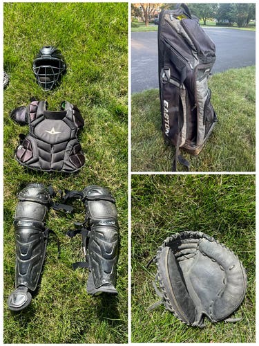COMPLETE All Star System 7 Axis Catcher's Set with GLOVE and EASTON WHEELED BAG (Used)