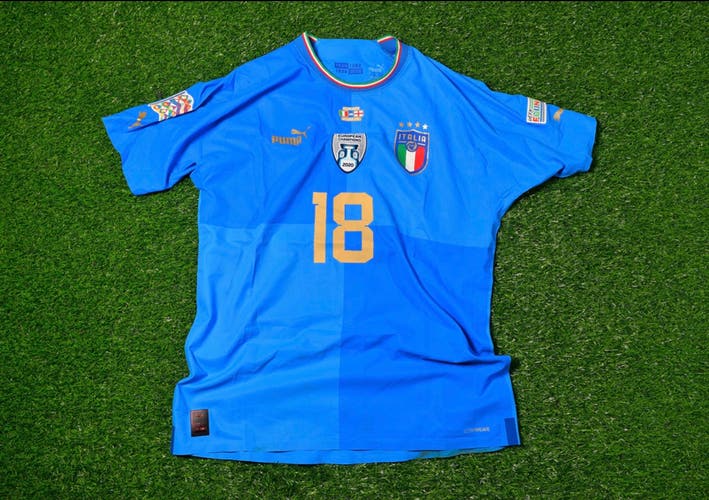 Nicolo Barella Match Worn Italy Kit vs England & Captain Banner (PHOTO-MATCHED)