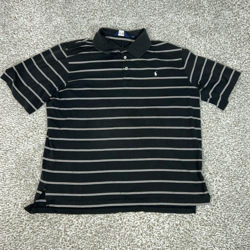 Polo Golf Ralph Lauren Polo Shirt Mens XL Black White Striped Pima Cotton Pony