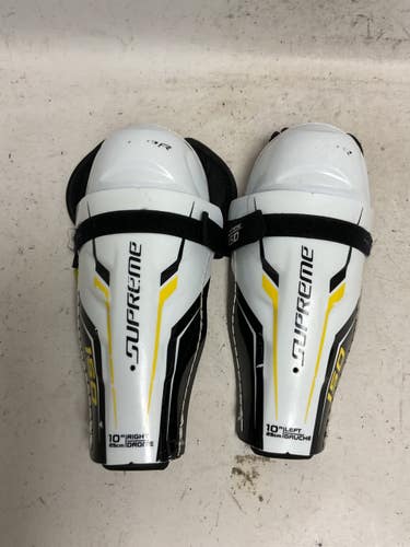 Used Bauer SUPREME 150 Junior Shin Guards White/Black/Yellow 10" 11855-S000206770
