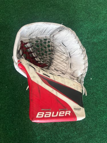 White Senior Bauer Supreme Shadow Goalie Glove (Used) | Skinned as Hyperlite2