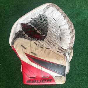 White Senior Bauer Supreme Shadow Goalie Glove (Used) | Skinned as Hyperlite2