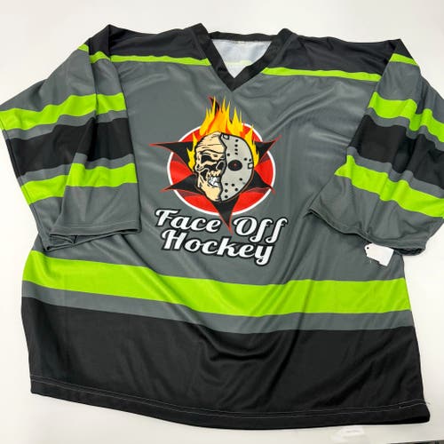 Used Grey/Green Face Off Hockey Jersey | Senior XL | AB785