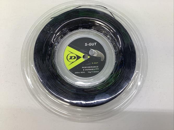 Dunlop S-Gut Performance And Durability 16G Tennis String Reel Black