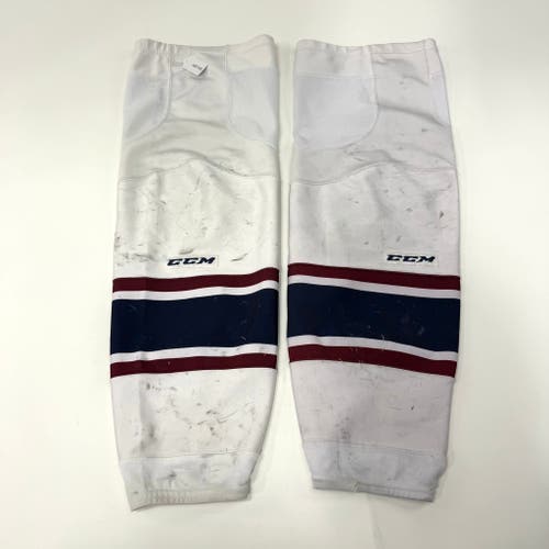 Used White Tulsa Oilers CCM Socks | Large | AB748