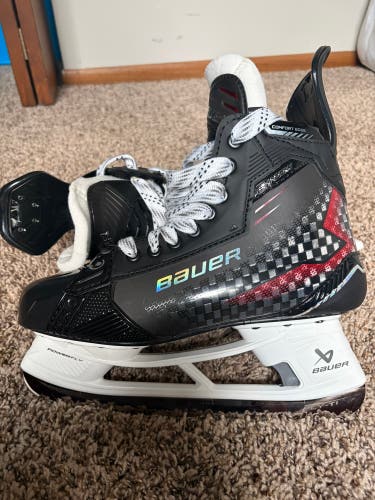 2024 Bauer Supreme Shadow Hockey Skates 9 Fit 3 (New) With Steel Blades Black/Red