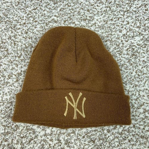 New York Yankees Mens Hat Beanie One Size Brown Knit MLB Baseball New Era Sport