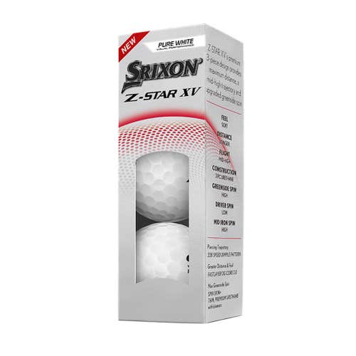 Srixon Z Star XV Golf Balls (Pure White, Spinskin, 3pk) 1 Sleeve 2025 NEW