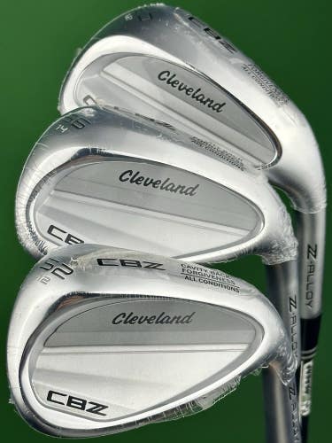 Cleveland CBZ Tour Satin Wedge Set 52-12*, 56-14*, 60-12* GW SW LW Steel NEW!