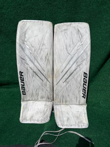White Bauer Vapor Hyperlite Goalie Leg Pads (Used) | Senior Large (35+)