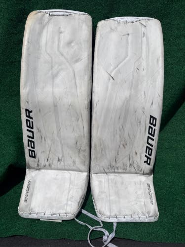 White Bauer Supreme Shadow Goalie Leg Pads (Used) | Senior XL (36+)