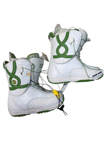 Used Burton SUPREME Womens Snowboard Boots Green And White Senior 9 11835-S000209988