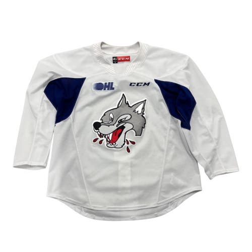 CCM White Pro Stock Sudbury Wolves Practice Jersey OHL Size 56 (Used)