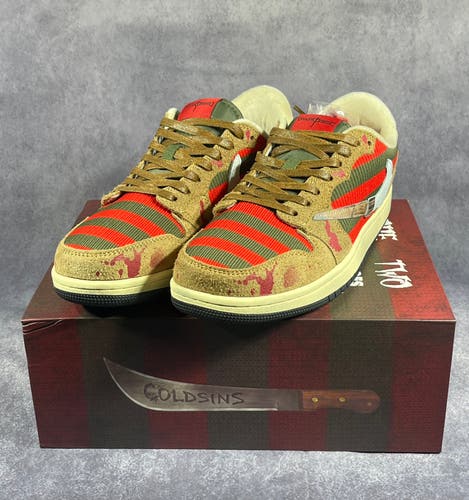 NEW Coldsins Nightmares MENS 10.5 Freddy Vs Jason' Travis Scott Custom low sneakers
