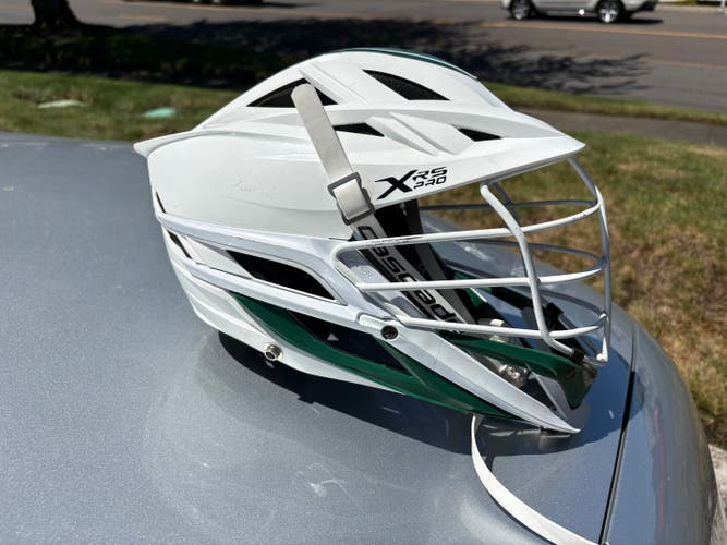 White and Green Cascade XRS Pro Helmet (Lightly Used)
