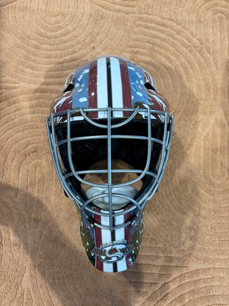 colorado avalanche football helmet Patrick Roy Autographed Franklin Full Size Goalie M  Right Off The Field sized helmet from the official Colorado Avalanche decals to the authentic removable eye shield T Colorado Avalanche Mini Helmet 