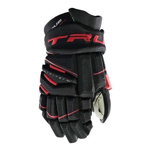 True Catalyst 5 Senior Hockey Gloves- Black/Red 13” New