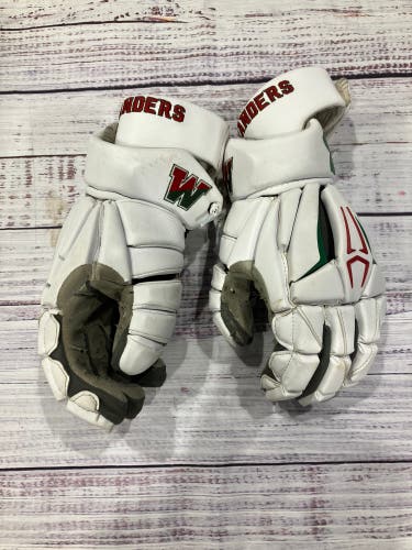 White 13" Under Armour Command Pro 2 Lacrosse Gloves (Used)