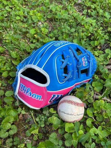 Wilson A2000 DP15 11.5” Infield Baseball Glove Blue/Pink Autism Speaks