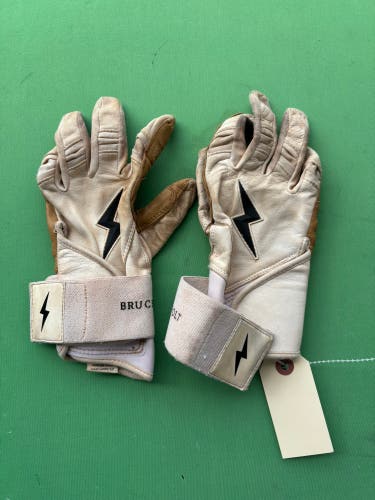 White Adult Small Bruce Bolt Batting Gloves