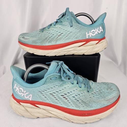 Hoka One One Womens Clifton 8 Blue Running Shoes Sneakers Size 9 B