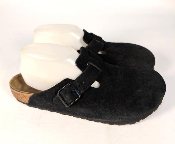 Birkenstock Boston Black Suede Clog Shoe Size: 42 / W11 M9 Soft Footbed