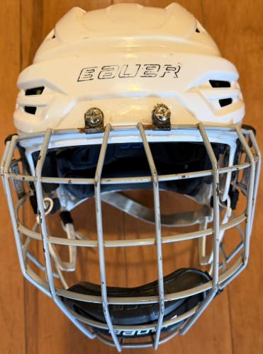 Bauer Re-Akt 95 Helmet Combo (White, Medium) w/ Profile II Cage - HECC Certified