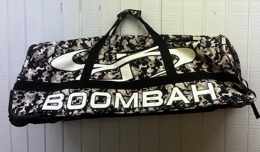 Boombah Digital Camo Rolling Catchers Equipment Bag Tan Black White Baseball